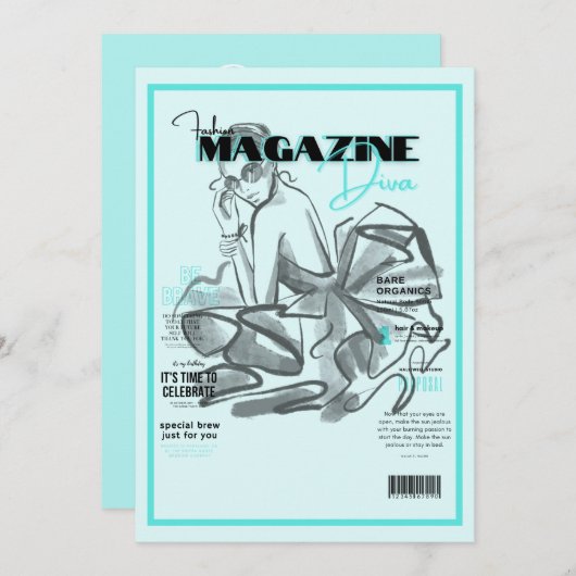 Invitation revue de mode de fête de fiançailles diva  (Devant / Derrière)