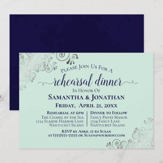 Invitation Revue et dîner des Mariages verts Marine & Neo Min (Devant / Derrière)