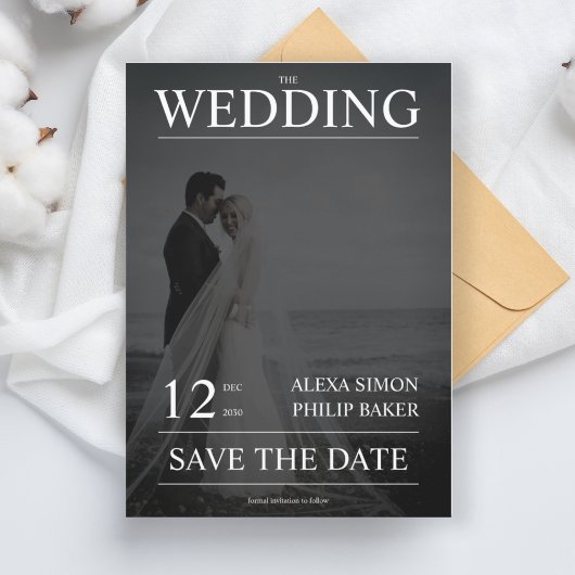 Invitation Revue photo moderne couverture calligraphe mariage