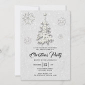 Invitation Rhinestone noir blanc hiver Merveilles Noël (Devant)