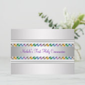 Invitation Rhinestones arc-en-ciel Purple White Girl Commun (Debout devant)