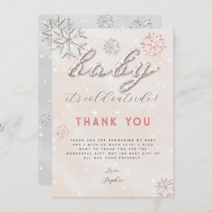 Invitation Rhinestones d'hiver rose Baby shower Merci