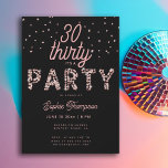 Invitation Rhinestones en verre rose Calligraphie 30e anniver<br><div class="desc">Un modèle simple, moderne, élégant et chic 30ème anniversaire d'invitation avec un arrière - plan noir, le mot PARTY couvert de strass rose (simulé, pas de vraies pierres, c'est un effet numérique), script de calligraphie moderne et typographie en rose vif. Un design chic et intemporel pour une femme à son...</div>