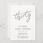 Invitation Rhinestones modernes ivoire chic 30e anniversaire (Devant)