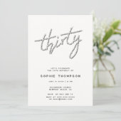 Invitation Rhinestones modernes ivoire chic 30e anniversaire (Debout devant)