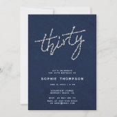 Invitation Rhinestones modernes Marine Blue Glam 30e Annivers (Devant)