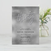 Invitation Rhinestones modernes Réflexions Argent Glam 30e (Debout devant)