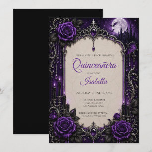 Invitation Rhinestones Violets de Luxe Princesse Quinceañera