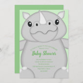 Invitation Rhino Baby shower vert (Devant / Derrière)