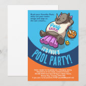 Invitation Rhino Relaxant Sur Un Dessin De Piscine Inflatable (Devant / Derrière)