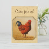 Invitation Rhode Island Red Rooster Yellow Arrière - plan (Debout devant)