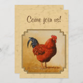 Invitation Rhode Island Red Rooster Yellow Arrière - plan (Devant / Derrière)