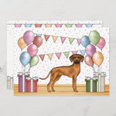 Invitation Rhodesian Ridgeback Chien coloré Pastel Anniversai (Devant / Derrière)