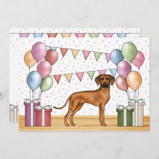 Invitation Rhodesian Ridgeback Chien coloré Pastel Anniversai (Devant / Derrière)