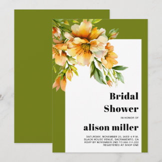 Invitation Rhododendron orange yellow flowers bridal shower