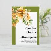 Invitation Rhododendron orange yellow flowers couple's shower (Debout devant)