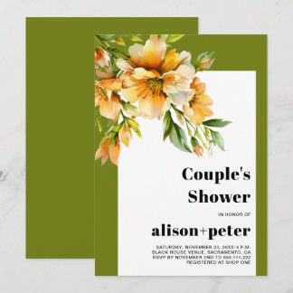 Invitation Rhododendron orange yellow flowers couple's shower