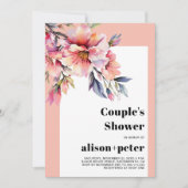 Invitation Rhododendron, peach-pink flowers couple's shower (Devant)