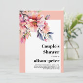 Invitation Rhododendron, peach-pink flowers couple's shower (Debout devant)