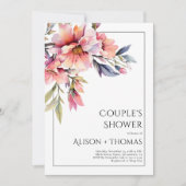 Invitation Rhododendron peach-pink flowers couple's shower (Devant)