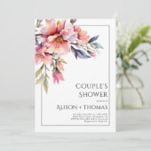 Invitation Rhododendron peach-pink flowers couple's shower (Debout devant)