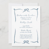 Invitation Ribbon à main Dusty Blue Bridesmaids Déjeuner (Devant)