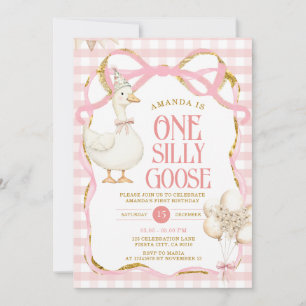 Invitation Ribbon Bow One Silly Goose 1er Anniversaire