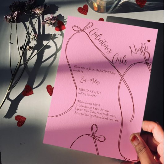 Invitation Ribbon Bows – Modern Galentine's girls night