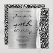 Invitation Ribbon d'huile de léopard d'argent noir 40e annive (Devant / Derrière)