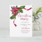 Invitation Ribbon floral Christmas Holiday Party (Debout devant)