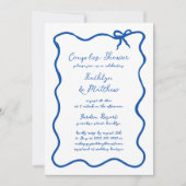 Invitation Ribbon Français Blue Couples Douche (Devant)