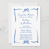 Invitation Ribbon Français Blue Couples Douche (Devant)