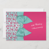 Invitation RIBBON IMPRIMÉ Fuschia, 25e anniversaire vert (Devant)