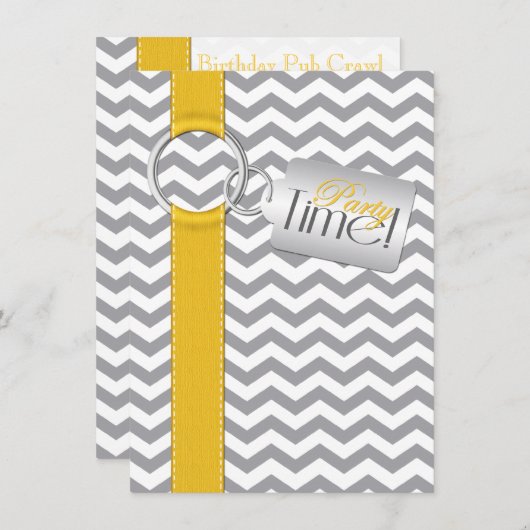 Invitation RIBBON IMPRIMÉ Gold Grey Blanc 21ème anniversaire (Devant / Derrière)