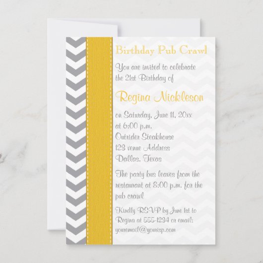 Invitation RIBBON IMPRIMÉ Gold Grey Blanc 21ème anniversaire (Dos)