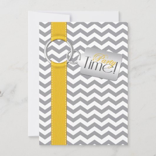 Invitation RIBBON IMPRIMÉ Gold Grey Blanc 21ème anniversaire (Devant)