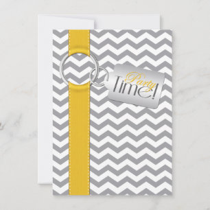 Invitation RIBBON IMPRIMÉ Gold Grey Blanc 21ème anniversaire