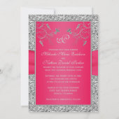 Invitation RIBBON IMPRIMÉ Pink Hot, mariage argenté Invitatio (Dos)