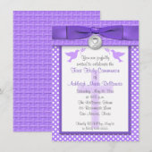 Invitation RIBBON IMPRIMÉ Première communion sainte Invitatio (Devant / Derrière)