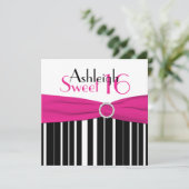 Invitation RIBBON IMPRIMÉ rose, noir, blanc sucré 16 Invitati (Debout devant)