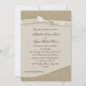 Invitation Ribbon ivoire et Mariage Burlap (Devant)