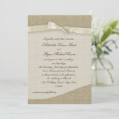 Invitation Ribbon ivoire et Mariage Burlap (Debout devant)