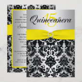 Invitation RIBBON Jaune Jaune Quincennère Noire d'Argent (Devant / Derrière)