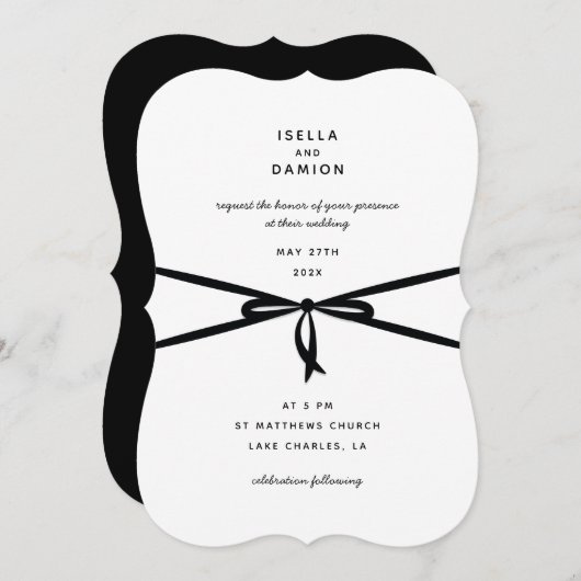 INVITATION RIBBON NOIR & BAS (Devant / Derrière)