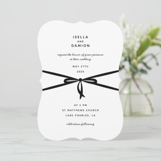 INVITATION RIBBON NOIR & BAS (Debout devant)