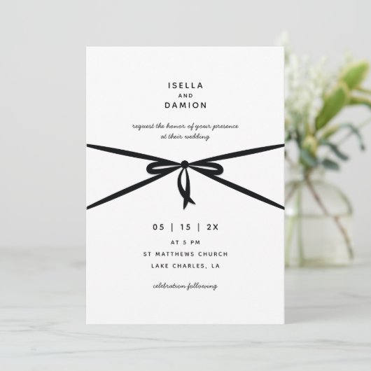 INVITATION RIBBON NOIR & BAS (Debout devant)