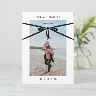 INVITATION RIBBON NOIR & BOW ENREGISTRER LA DATE