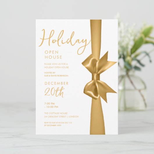 Invitation Ribbon Or de Noël (Debout devant)