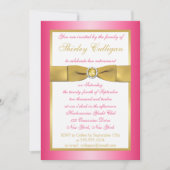 Invitation RIBBON Pink, Gold, White Retirement (Devant)