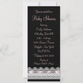 Invitation Ribbon rose dentelle blanche rose et Baby shower n (Dos)